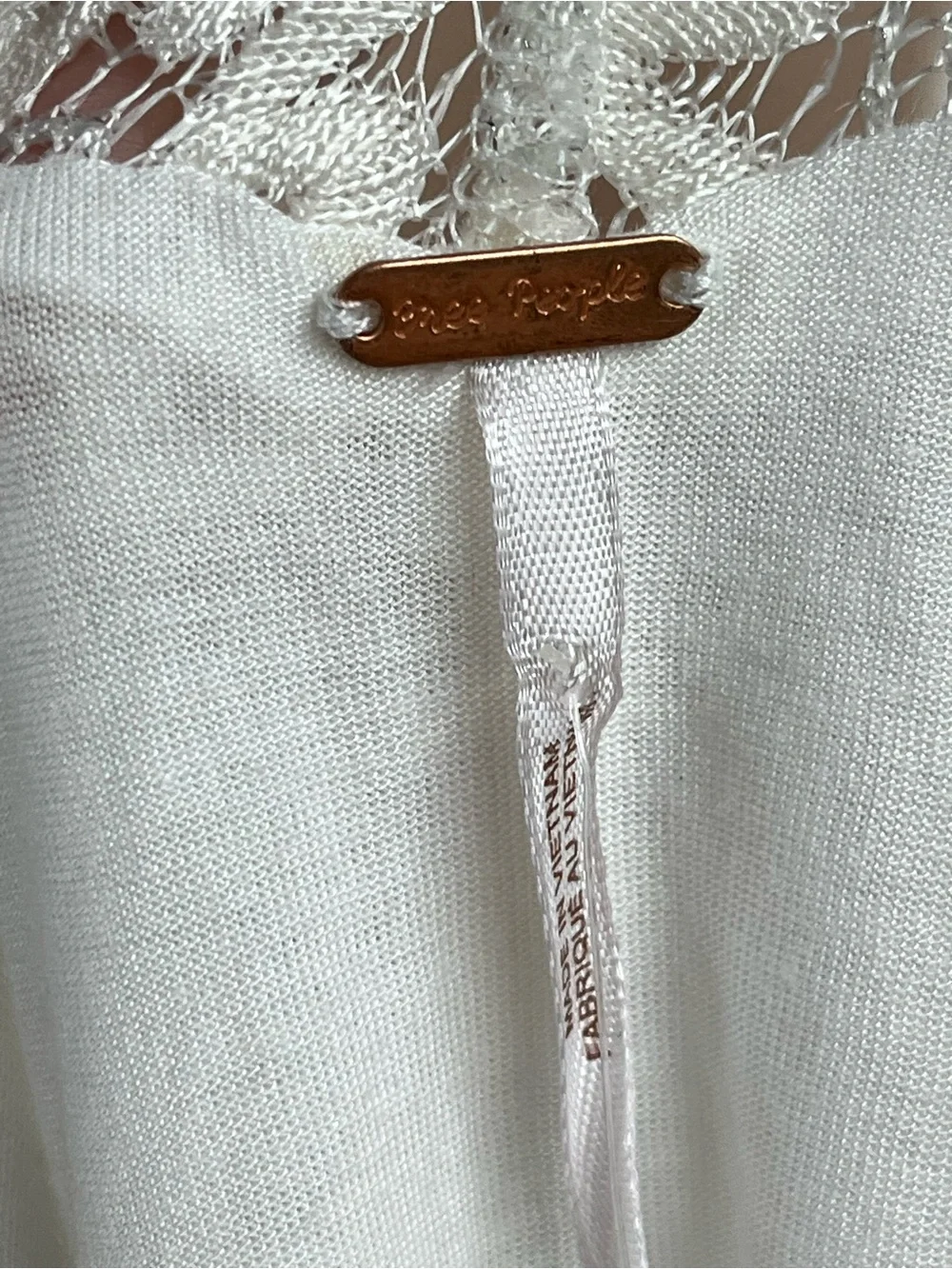 Free People Ivory Lace Trim Slip Dress